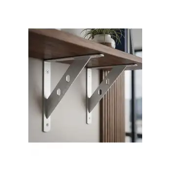 20x16cm - 2 ad. Çelik Gümüş Raf Altı Ayak - Metal Raf Tutucu L Demir Duvar Montaj Destek Aparatı