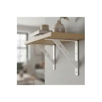 25x20cm - 2 ad. Çelik Beyaz Raf Altı Ayak - Metal Raf Tutucu L Demir Duvar Montaj Destek Aparatı
