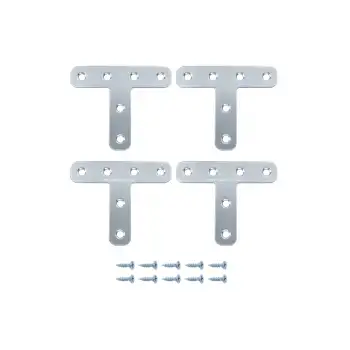 4 ad. T Demir Gönye Köşebent 15x55x70mm - Tablo Çerçeve Sandalye Masa Te Köşe Bağlantı Birleştirme