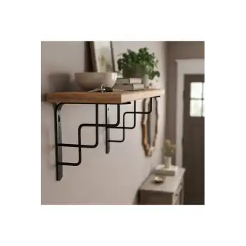 25x25cm - 2 Ad. Siyah Dekoratif Raf Altı Ayak - Metal Raf Tutucu L Demir Duvar Montaj Destek Aparatı