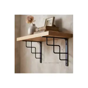15x15cm - 2 Ad. Siyah Dekoratif Raf Altı Ayak - Metal Raf Tutucu L Demir Duvar Montaj Destek Aparatı