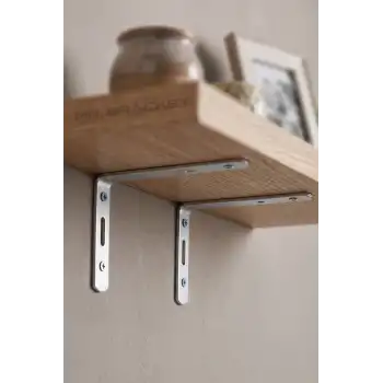 6x11.5cm - 4 ad. Gümüş Modern Çelik Raf Altı Ayak - Metal Raf Tutucu L Demir Duvar Destek Aparatı