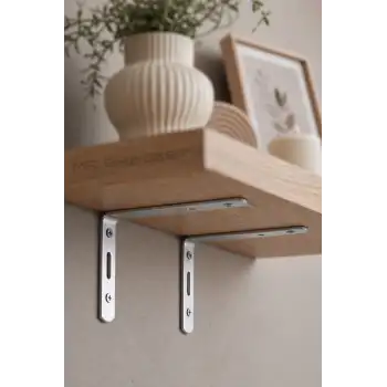 6x9cm- 4 ad. Gümüş Modern Çelik Raf Altı Ayak - Metal Raf Tutucu L Demir Duvar Montaj Destek Aparatı