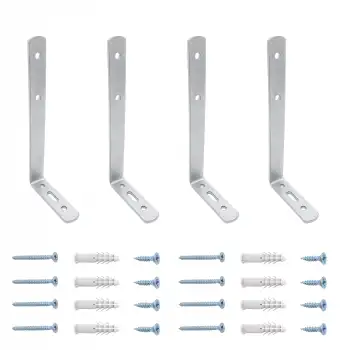 6x16.5cm - 4 ad. Gümüş Modern Çelik Raf Altı Ayak - Raf Ayağı Desteği Tutucu Aparat - Metal L Demiri