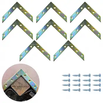 8 ad. Sac Gönye Düz Gönye Köşe Bağlantı Demiri 8x8cm - Çerçeve Sandalye Masa Sehpa Tamir Birleştirme