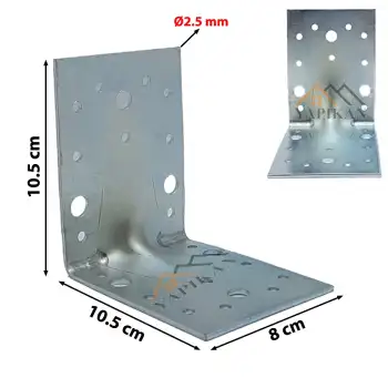 80x105x105 mm - Orta Yük Büyük L Demir Gönye Köşebent - Mobilya Dolap Raf Masa Köşe Bağlantı Aparatı - (Kod_625)