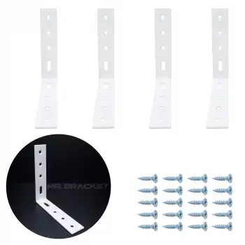 9.5 x 9.5 cm - 4 ad. Beyaz L Demir Gönye Köşebent - Mobilya Dolap Gardırop Köşe Sabitleme Aparatı