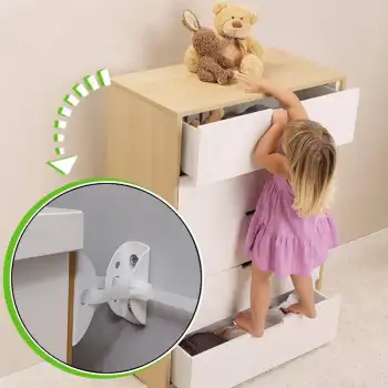 Ayarlı Klipsli Duvara Eşya Sabitleme Kiti - Mobilya Devrilme Önleyici Kitaplık Şifonyer Sabitleyici