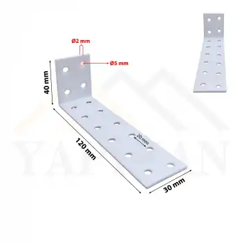 30x40x120 mm - Beyaz Dekoratif Dolap Sabitleme Aparatı Çelik - Mobilya Sabitleyici Kit - Duvara Eşya Sabitleme Demiri