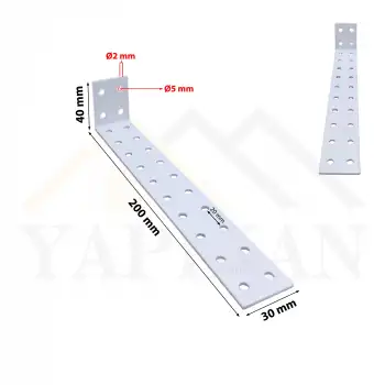 30x40x200 mm - Beyaz Dekoratif Dolap Sabitleme Aparatı Çelik - Mobilya Sabitleyici Kit - Duvara Eşya Sabitleme Demiri