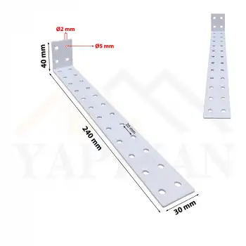 30x40x240 mm - Beyaz Dekoratif Dolap Sabitleme Aparatı Çelik - Mobilya Sabitleyici Kit - Duvara Eşya Sabitleme Demiri