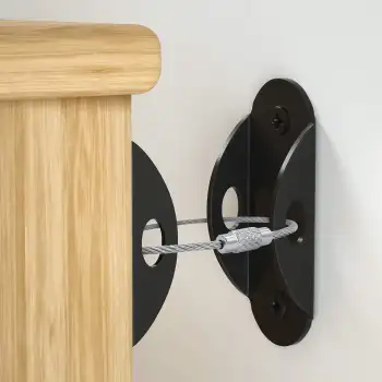 Ağır Yük Çelik Halatlı Deprem Dolap Sabitleme Aparatı - Mobilya Gardırop Kitaplık Duvar Sabitleyici