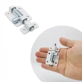 Beyaz Dekoratif Çelik Mavzer Sürgü 7cm No:1 - Kapı Arkası Pencere Dolap Kapak Çekmece Sürgüsü Kilit
