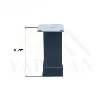 Dekoratif Mat Siyah Mobilya Ayağı 10 cm - 40x40 Alüminyum Düz Kare Ayak - Ayarlı Baza Koltuk Çekyat Kanepe Ayağı
