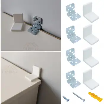 Beyaz Deprem Güvenliği Ağır Dolap Duvar Sabitleme Aparatı Seti - Mobilya Gardırop Kitaplık Montaj Askı Elemanı