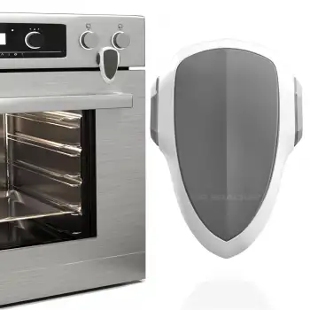 Fırın Kapağı Kilidi Isıya Dayanıklı Yapışkanlı Gri Beyaz - Bebek Güvenliği Çocuk Emniyet Kilit