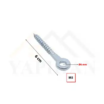M5 Gözlü Vida - Delikli Kuş Gözü Vida - Yuvarlak Başlıklı Ahşap Duvar Beton Sunta Vidası