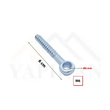M6 Gözlü Vida - Delikli Kuş Gözü Vida - Yuvarlak Başlıklı Ahşap Duvar Beton Sunta Vidası