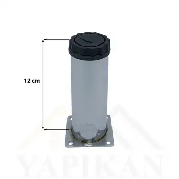 Metal Krom Baza Ayak 42 Lik Gövde 12 cm - Mobilya Dolap Baza Çekyat Koltuk Masa Kanepe Ayağı - Ayarlanabilir Metal Krom Baza Ayak Plastik Bingo - Vidalanabilir Tablalı Yükseltme Ayağı