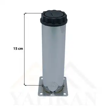 Metal Krom Baza Ayak 42 Lik Gövde 15 cm - Mobilya Dolap Baza Çekyat Koltuk Masa Kanepe Ayağı - Ayarlanabilir Metal Krom Baza Ayak Plastik Bingo - Vidalanabilir Tablalı Yükseltme Ayağı