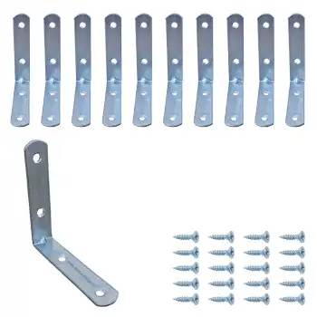 10 ad. L Demir Gönye Köşebent 7x7cm - Mobilya Dolap Raf Köşe Sabitleme Birleştirme Bağlantı Aparatı