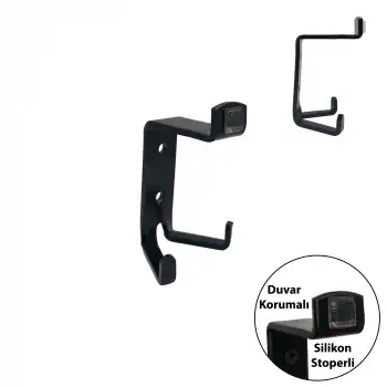 Tamponlu Portmanto Koç Askı Siyah - Duvar Çarpma Önleyici Duvar Askısı