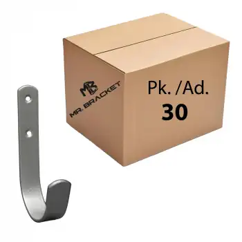 Toptan 30 ad. - Çelik Büyük Yuvarlak Duvar Askısı Gümüş - Ağır Yük Eşya Asma Aparatı