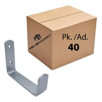 Toptan 40 ad.- Çelik Geniş Duvar Askısı 80mm Gümüş - Metal Uzun Eşya Çanta Bisiklet Askı Aparatı