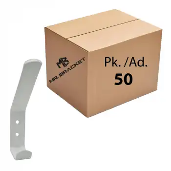 Toptan 50 ad. - Dekoratif Çelik Askı Portmanto Duvar Askısı Beyaz - Vestiyer Eşya Elbise Askılığı
