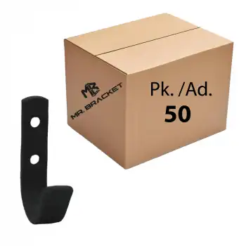 Toptan 50 ad.- Çelik U - J Tek Askı Duvar Askısı Texture Mat Siyah - Okul Sınıf Askılık Masa Sıra Çanta Askılığı