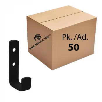 Toptan 50 ad. - Çelik L Tek Askı Duvar Askısı Texture Mat Siyah - Okul Sınıf Askılık Masa Sıra Çanta Askılığı