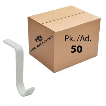 Toptan 50 ad. - Çelik Masa Altı Askısı Beyaz - Okul Sınıf Askılık Çanta Kulaklık Eşya Asma Aparatı