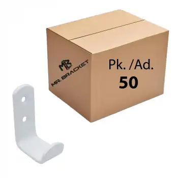 Toptan 50 ad.- Çelik Portmanto Duvar Askısı 30mm Beyaz - Okul Sınıf Askılık Masa Sıra Çanta Askılığı