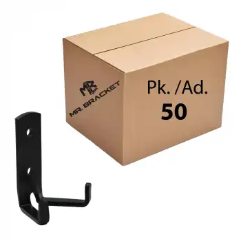 Toptan 50 ad. - Çelik Koç Askı Portmanto Duvar Askısı Siyah - Okul Sınıf Askılık Sıra Çanta Askılığı