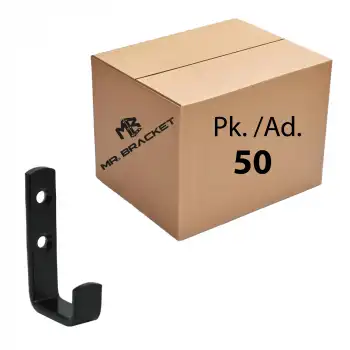 Toptan 50 ad. - Çelik L Tek Askı Duvar Askısı Siyah - Okul Sınıf Askılık Masa Sıra Çanta Askılığı