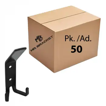 Toptan 50 ad. - Çelik Portmanto Koç Askı Duvar Askısı Siyah - Okul Sınıf Askılık Sıra Çanta Askılığı