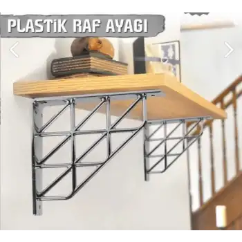 Üçgen Desenli Plastik Antrasit Dekoratif Raf Altı L Ayak 17x18cm - Duvara Raf Tutucu Montaj Askı Aparatı - Mutfak, Banyo, Koridor, Balkon, Çiçeklik Raf Ayağı