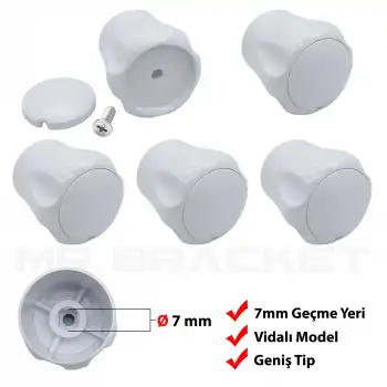 Vidalı 7 mm - 5 ad. Radyatör Vanası Başlığı - Geniş Tip Petek Vana Kapağı - Petek Musluk Kafası