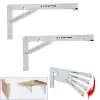 40cm Beyaz 1-Takım - Kademeli Mandallı Katlanabilir Masa Konsolu - Duvara Monte Katlanır L Raf Ayağı