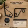 11x15cm- 2 ad. Siyah Ferforje Ayağı Raf Altı Tutucu Ayak - Metal L Demir Duvar Montaj Destek Aparatı