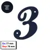 3 Numara - Dekoratif Texture Mat Siyah Ferforje Demir Kapı Numarası 3 No - Bina Kapısı, Ahşap Panjur Kapı, Daire Kapısı, Bahçe Kapısı Metal Vidalı Kapı Numarası