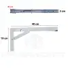 40cm Beyaz 1-Takım - Mandallı Katlanabilir Masa Konsolu - Açılır Kapanır Duvara Monte Katlanır L Raf Masa Ayağı