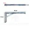 40cm Çinko 1-Takım - Kademeli Mandallı Katlanabilir Masa Konsolu - Duvara Monte Katlanır L Raf Ayağı