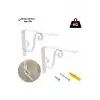 16x19cm- 2 ad. 5mm Ağır Yük Beyaz Ferforje Raf Altı Tutucu Ayak - Metal L Demir Duvar Montaj Aparatı