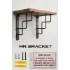 15x15cm - 2 Ad. Siyah Dekoratif Raf Altı Ayak - Metal Raf Tutucu L Demir Duvar Montaj Destek Aparatı