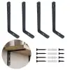6x11.5cm - 4 ad. Mat Siyah Modern Çelik Raf Altı Ayak - Metal Raf Tutucu Aparat - L Konsol Demiri