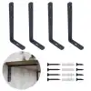6x16.5cm - 4 ad. Mat Siyah Modern Çelik Raf Altı Ayak - Dekoratif Metal Raf Tutucu Aparat L Demir