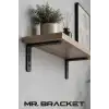 6x9cm - 4 ad. Mat Siyah Modern Çelik Raf Altı Ayak - Raf Tutucu Aparat - Metal Dekoratif L Demiri