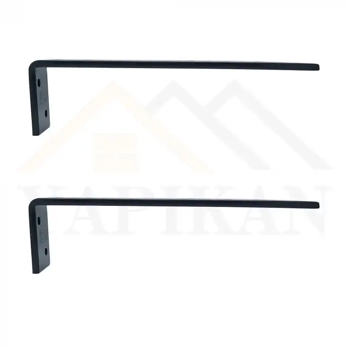 30x50x200mm Ağır Yük Köşebent Siyah Renk - 5mm Kalınlıkta Lama Demiri - Dekoratif Raf Altı L Ayak - Duvara Raf Tutucu Montaj Askı Aparatı
