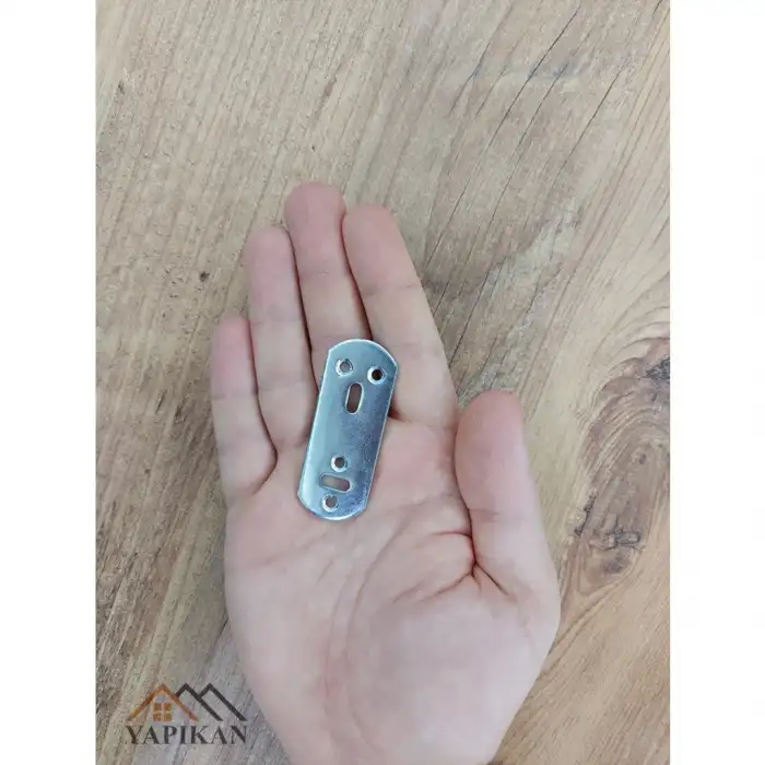 23x60 mm - Yuvarlak Başlı Düz Gönye Bağlantı Demiri - Düz Köşebent Kenar Köşe Birleştirme Aparatı - (Kod_468)